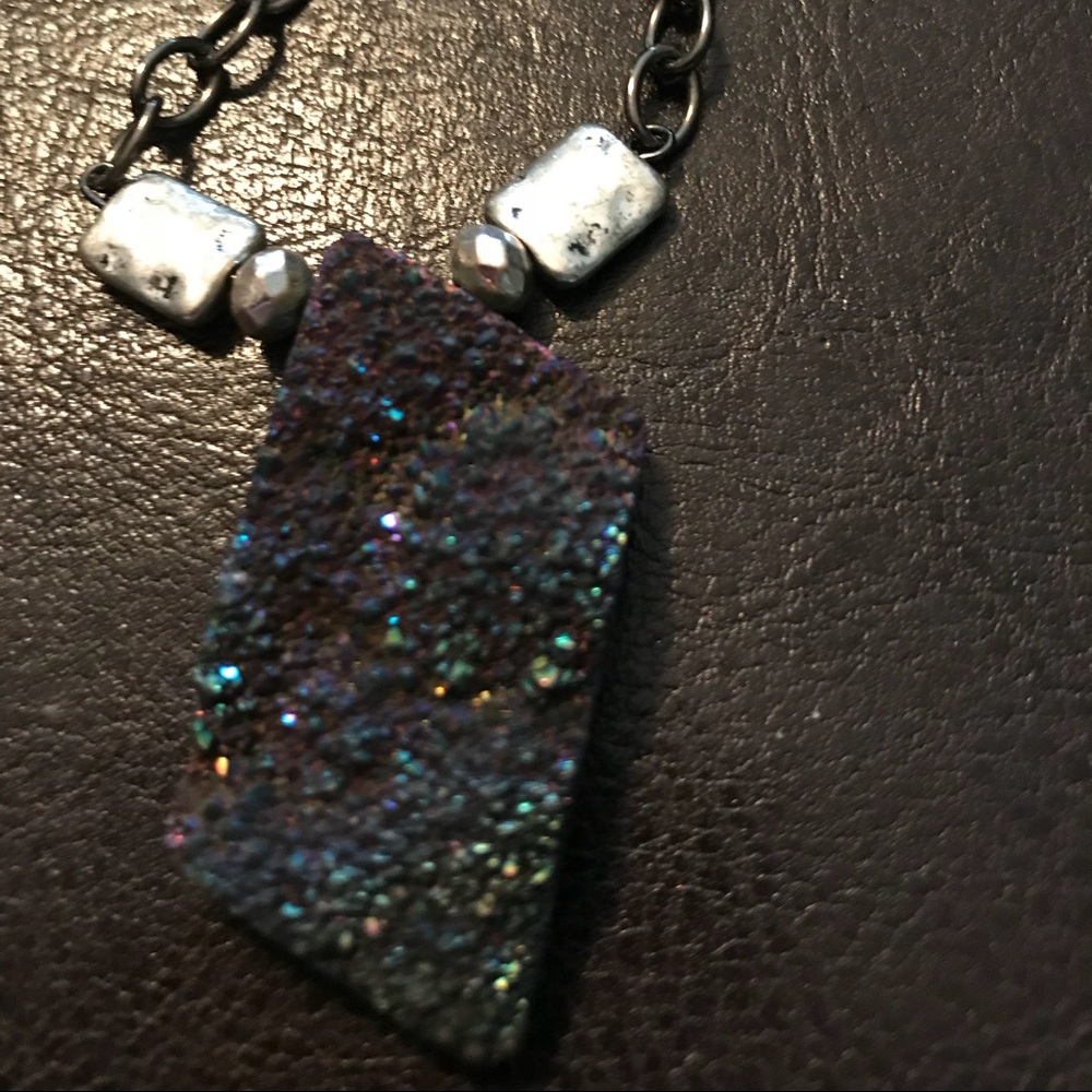 Titanium Rainbow Druzy Artisan Statement Necklace